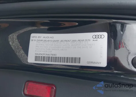 2019 Audi A5 45 Premium z USA, uszkodzony, nr VIN WAUENCF53KA078083